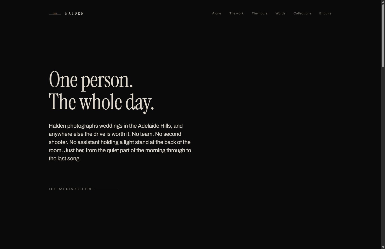 HALDEN's Site: a wedding day laid out hour by hour across seven routes